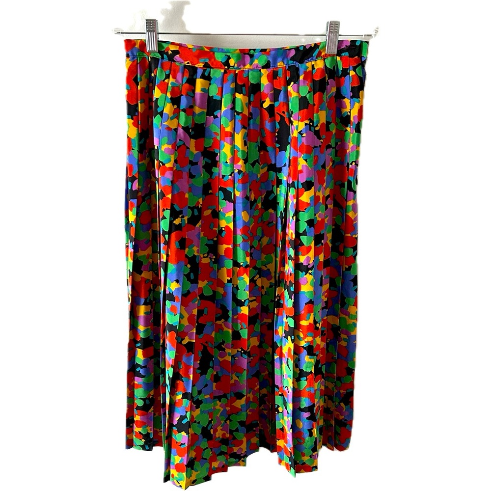Vintage colorful pleated midi skirt